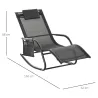 Mecedora de Exterior Tumbona Mecedora con Reposabrazos Reposacabezas Acolchado y Bolsillo Lateral 150x62x88 cm N... - Ogal.Es