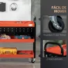 Carro de Herramientas con 3 Estantes Paneles Perforados y Ruedas con Freno para Garaje Taller Almacén 75x35x80 c... - Ogal.Es