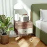 Mesita de Noche con 2 Cajones Patas de Acero Estilo Bohemio para Dormitorio Salón 45x39x55,5 cm Marrón - Ogal.Es