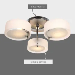 Lámpara de Techo Gota E27 Iluminación de Techo con Pantalla de Acrílico para Salón Dormitorio Comedor Cocina Blanco - Ogal.Es