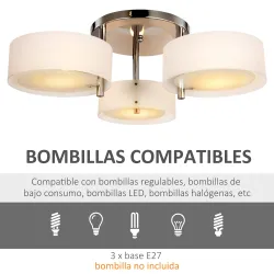 Lámpara de Techo Gota E27 Iluminación de Techo con Pantalla de Acrílico para Salón Dormitorio Comedor Cocina Blanco - Ogal.Es