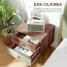 Mesita de Noche con 2 Cajones Patas de Acero Estilo Bohemio para Dormitorio Salón 45x39x55,5 cm Marrón - Ogal.Es