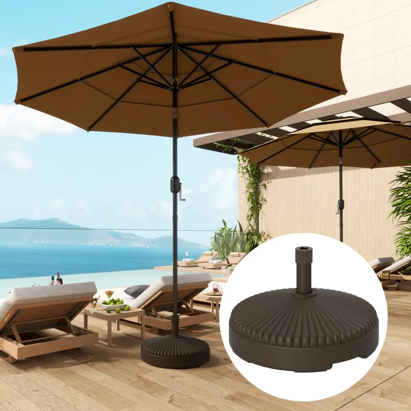 Base para Sombrilla de Jardín Rellenable 28 kg Rellenada con Arena y 23 L Rellenada con Agua Ø55x30 cm Marrón - Ogal.Es