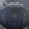 Mesa de Jardín Redonda de Acero con Diseño de Flores y Hojas Patas Ajustables y Estructura en Forma de X Ø40x50c... - Ogal.Es