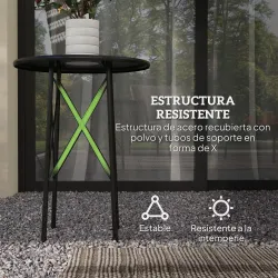 Mesa de Jardín Redonda de Acero con Diseño de Flores y Hojas Patas Ajustables y Estructura en Forma de X Ø40x50c... - Ogal.Es