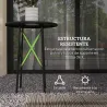 Mesa de Jardín Redonda de Acero con Diseño de Flores y Hojas Patas Ajustables y Estructura en Forma de X Ø40x50c... - Ogal.Es
