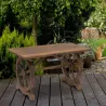 Mesa de Jardín de Madera de Abeto con Patas en Forma de Rueda para Exterior e Interior 110x60x65 cm Acabado Carb... - Ogal.Es