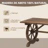 Mesa de Jardín de Madera de Abeto con Patas en Forma de Rueda para Exterior e Interior 110x60x65 cm Acabado Carb... - Ogal.Es