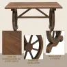 Mesa de Jardín de Madera de Abeto con Patas en Forma de Rueda para Exterior e Interior 110x60x65 cm Acabado Carb... - Ogal.Es