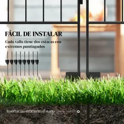 Valla de Jardín Exterior de 4 Paneles 88x110 cm Vallas Decorativas con Ángulo Ajustable Negro - Ogal.Es