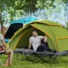 Cama de Camping Plegable con Cojín Integrado Reposacabezas y Bolsillo Lateral 187x67x37 cm Gris - Ogal.Es