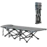 Cama de Camping Plegable con Cojín Integrado Reposacabezas y Bolsillo Lateral 187x67x37 cm Gris - Ogal.Es