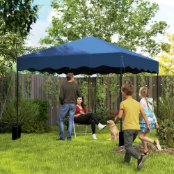 Carpa Plegable 3x3m con Protección UV Altura Ajustable y Bolsa con Ruedas para 6-9 Personas Azul Oscuro - Ogal.Es