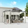 Pérgola con Techo Retráctil 4x3 m Cenador con Paredes Laterales Anti-UV Resistente al Agua para Jardín Patio Crema - Ogal.Es