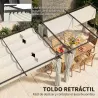Pérgola con Techo Retráctil 4x3 m Cenador con Paredes Laterales Anti-UV Resistente al Agua para Jardín Patio Crema - Ogal.Es