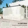 Pérgola con Techo Retráctil 4x3 m Cenador con Paredes Laterales Anti-UV Resistente al Agua para Jardín Patio Crema - Ogal.Es