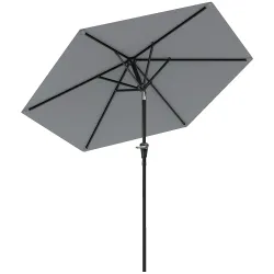 Sombrilla de Jardín Ø230x216 cm con Apertura Manual Ángulo Ajustable e Impermeable para Terraza Piscina Gris - Ogal.Es