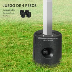 Pack de 4 Pesos para Carpas Plegables Soportes Rellenables con 8,7 kg de Agua o 12 kg de Arena Ø21,5/24x25,5 cm ... - Ogal.Es