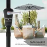 Sombrilla de Jardín Ø230x216 cm con Apertura Manual Ángulo Ajustable e Impermeable para Terraza Piscina Gris - Ogal.Es