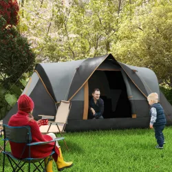 Tienda de Acampada para 5 Personas Impermeable 3000mm+ con Bolsa de Transporte y Gancho 455x220x180 cm Gris - Ogal.Es