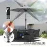 Sombrilla de Jardín Ø230x216 cm con Apertura Manual Ángulo Ajustable e Impermeable para Terraza Piscina Gris - Ogal.Es