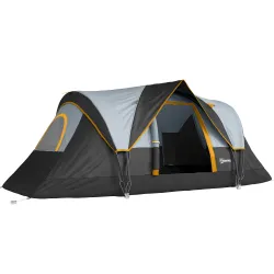 Tienda de Acampada para 5 Personas Impermeable 3000mm+ con Bolsa de Transporte y Gancho 455x220x180 cm Gris - Ogal.Es