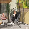 Silla Colgante Huevo con Soporte con Cesta Plegable Cojín y Reposacabezas para Interior y Exterior Carga 120 kg ... - Ogal.Es