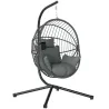 Silla Colgante Huevo con Soporte con Cesta Plegable Cojín y Reposacabezas para Interior y Exterior Carga 120 kg ... - Ogal.Es