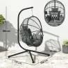 Silla Colgante Huevo con Soporte con Cesta Plegable Cojín y Reposacabezas para Interior y Exterior Carga 120 kg ... - Ogal.Es