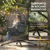 Silla Colgante Huevo con Soporte con Cesta Plegable Cojín y Reposacabezas para Interior y Exterior Carga 120 kg ... - Ogal.Es