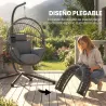 Silla Colgante Huevo con Soporte con Cesta Plegable Cojín y Reposacabezas para Interior y Exterior Carga 120 kg ... - Ogal.Es