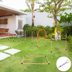 Set Agility para Entrenamiento de Perros con Slalom Obstáculos Ajustables Silbato y Bolsa de Transporte - Ogal.Es