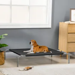 Cama Elevada para Perros 110x75x20 cm con Marco de Acero para Interior Exterior Negro - Ogal.Es