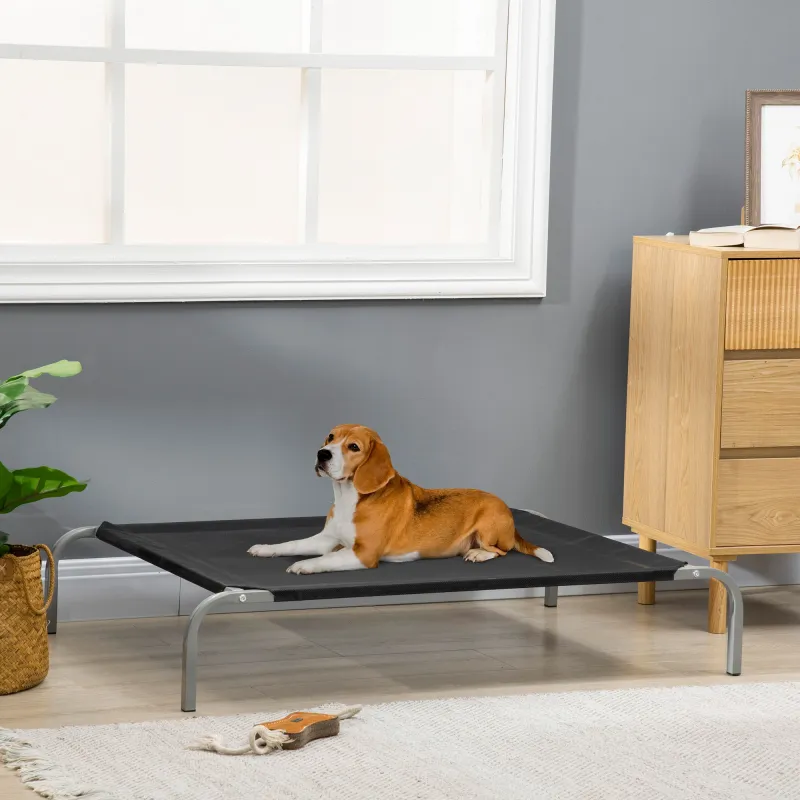 Cama Elevada para Perros 110x75x20 cm con Marco de Acero para Interior Exterior Negro - Ogal.Es