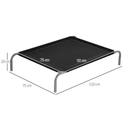 Cama Elevada para Perros 110x75x20 cm con Marco de Acero para Interior Exterior Negro - Ogal.Es