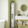 Columna de Baño con 2 Puertas Compartimento Abierto Estantes Ajustables y Portarrollos 20x20x185 cm Blanco - Ogal.Es