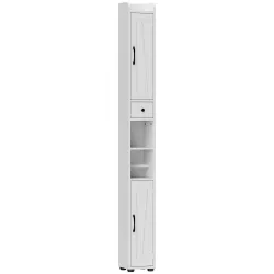 Columna de Baño con 2 Puertas Compartimento Abierto Estantes Ajustables y Portarrollos 20x20x185 cm Blanco - Ogal.Es