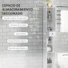 Columna de Baño con 2 Puertas Compartimento Abierto Estantes Ajustables y Portarrollos 20x20x185 cm Blanco - Ogal.Es