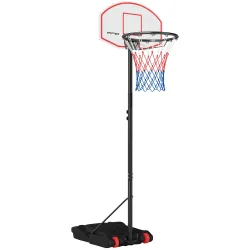 Canasta de Baloncesto con Tablero de Dardos Altura Ajustable Base Rellenable y Ruedas 74x55x210-247 cm Negro - Ogal.Es