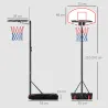 Canasta de Baloncesto con Tablero de Dardos Altura Ajustable Base Rellenable y Ruedas 74x55x210-247 cm Negro - Ogal.Es