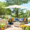 Sombrilla de Aluminio 195x295x253 Parasol Rectangular de Jardín Inclinable con Manivela y Poste Desmontable Crema - Ogal.Es