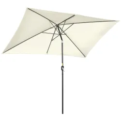 Sombrilla de Aluminio 195x295x253 Parasol Rectangular de Jardín Inclinable con Manivela y Poste Desmontable Crema - Ogal.Es