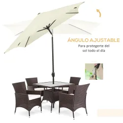 Sombrilla de Aluminio 195x295x253 Parasol Rectangular de Jardín Inclinable con Manivela y Poste Desmontable Crema - Ogal.Es