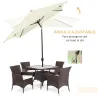 Sombrilla de Aluminio 195x295x253 Parasol Rectangular de Jardín Inclinable con Manivela y Poste Desmontable Crema - Ogal.Es
