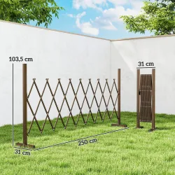 Valla de Jardín Exterior de Aleación de Aluminio Puerta de Jardín Exterior Extensible 250x31x103,5 cm Café Oscuro - Ogal.Es