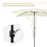 Sombrilla de Aluminio 195x295x253 Parasol Rectangular de Jardín Inclinable con Manivela y Poste Desmontable Crema - Ogal.Es