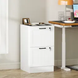 Mueble Archivador con 2 Cajones Cajonera para Escritorio con Cerraduras Rieles Colgantes Ajustables para A4 Blanco - Ogal.Es