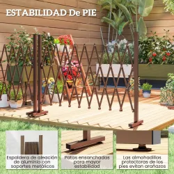 Valla de Jardín Exterior de Aleación de Aluminio Puerta de Jardín Exterior Extensible 250x31x103,5 cm Café Oscuro - Ogal.Es