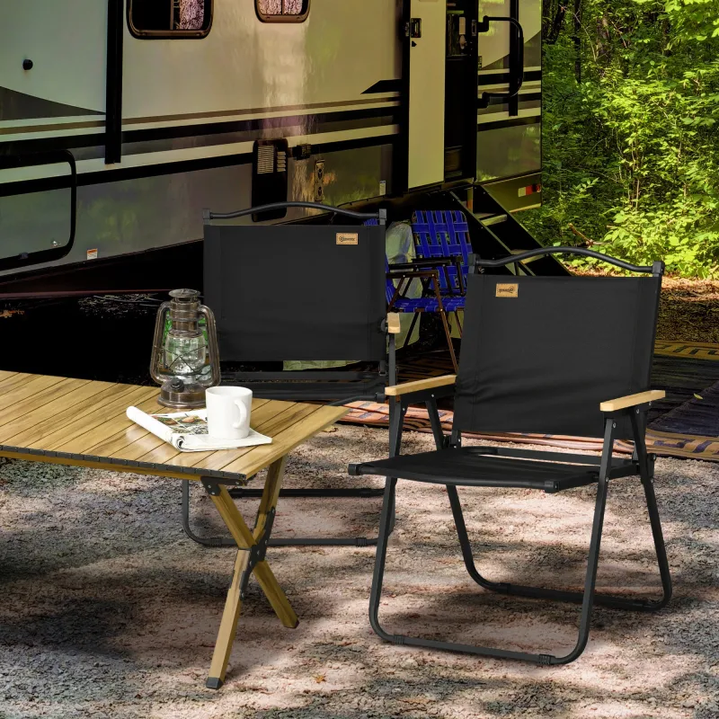 Set 2 Sillas de Jardín Plegables con Reposabrazos Sillas para Camping y Playa en Tela Oxford y Acero 54x59x78 cm... - Ogal.Es