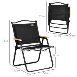 Set 2 Sillas de Jardín Plegables con Reposabrazos Sillas para Camping y Playa en Tela Oxford y Acero 54x59x78 cm... - Ogal.Es